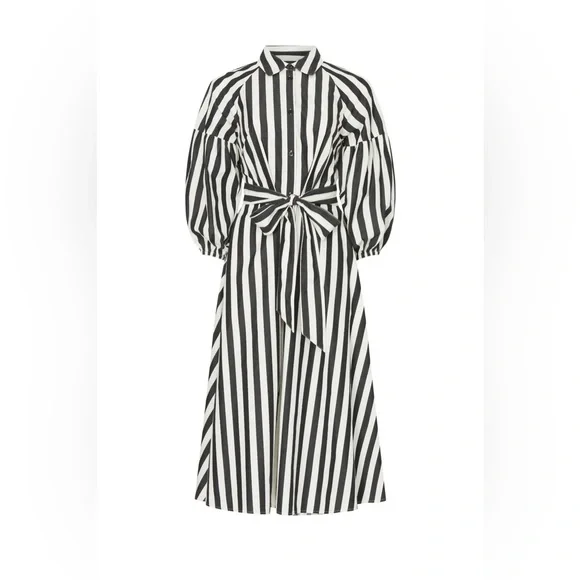 Kate Spade Women’s Terrace Stripe Dress Black White Button Down Poplin Size S - Picture 7 of 9